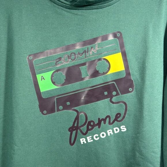 Roots73 Rome Records Graphic Hoodie Green Unisex Size L Retro Streetwear - Picture 4 of 15